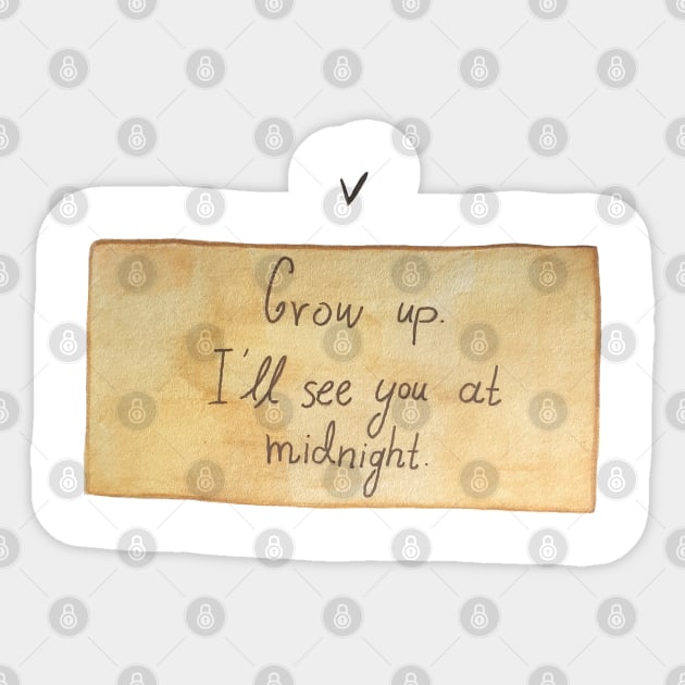 Grow up, i'll see you at midnight - Watercolour illustration Sticker by Le petit fennec